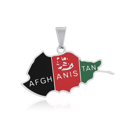 [DJ01P0018] Afghanistan Map Pendant Stainless Steel Flag Colors Jewelry Charm