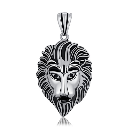 [DJ01P0026-1] Stainless Steel Lion Head Pendant Bold Tribal Design Jewelry