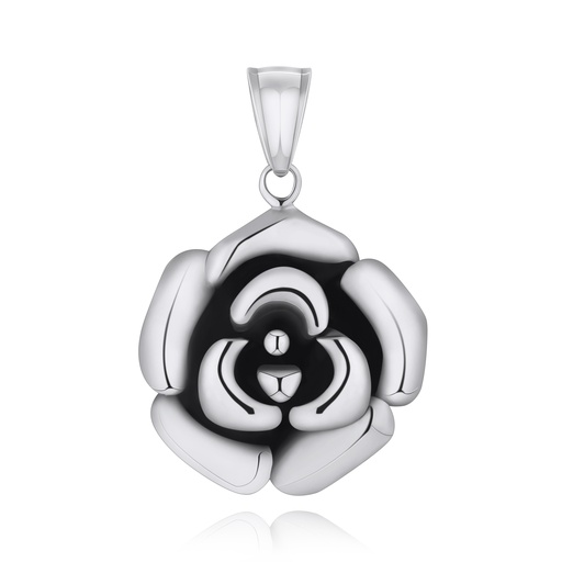 [DJ01P0030] Stainless Steel Rose Flower Pendant Elegant Polished Floral Jewelry