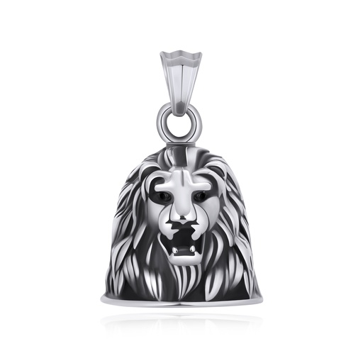 [DJ01P0038] Stainless Steel Lion Head Bell Pendant Fierce 3D Design