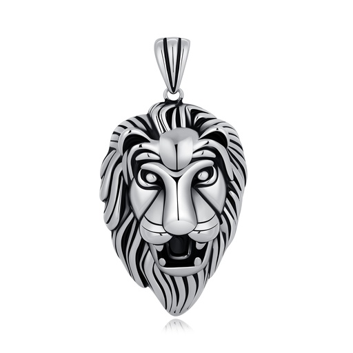 [DJ01P0052] Fierce Lion Head Pendant in Polished Stainless Steel Jewelry