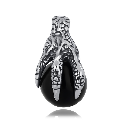[DJ01P0091] Dragon Claw Pendant Stainless Steel Necklace with Black Stone