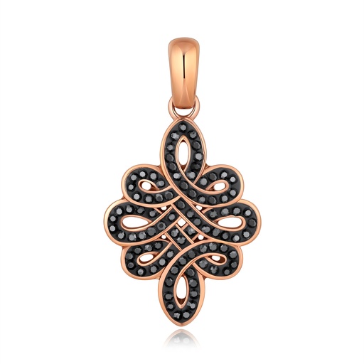 [DJ01P0110-2] Rose Gold Black Crystal Stainless Steel Pendant Necklace
