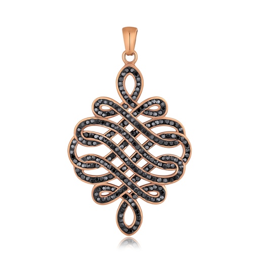 [DJ01P0110-3] Elegant Rose Gold Stainless Steel Pendant with Black Crystals