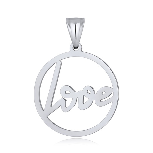 [DJ01P0114] Minimalist Stainless Steel Circle Pendant With Love Script