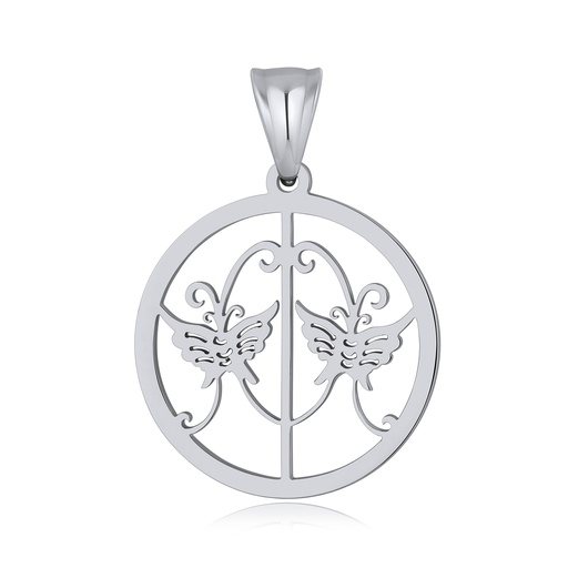 [DJ01P0115] Elegant Stainless Steel Pendant with Double Butterfly Design