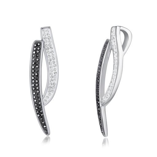[DJ01P0118] Dual Tone Stainless Steel Pendant with Black and White Crystals