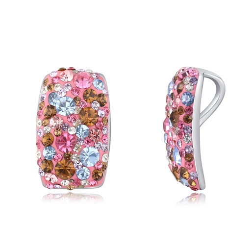 [DJ01P0125] Colorful Rhinestone Stainless Steel Ring, Bold Sparkling Cocktail Jewelry
