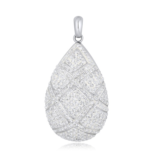 [DJ01P0127-1] Elegant Teardrop Stainless Steel Pendant with Sparkling Crystals