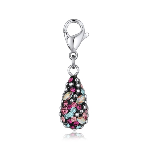 [DJ01P0133] Miniature Multicolor Teardrop Pendant – Silver Tone Accent