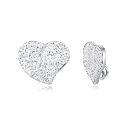 [DJ01P0135] Elegant Double Heart Crystal Stainless Steel Brooch Pin