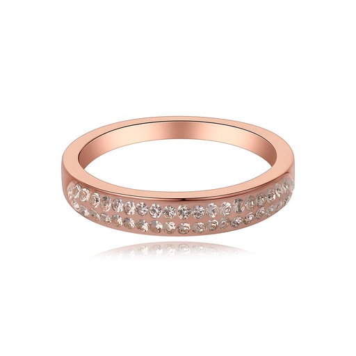 [DJ01R0006-1] Rose Gold Crystal-Studded Stainless Steel Wedding Band