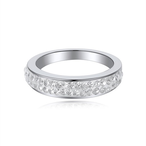 [DJ01R0006-2] Silver Stainless Steel Crystal-Studded Elegant Band