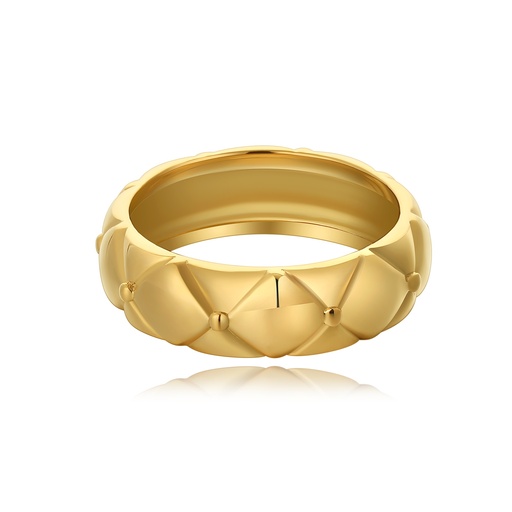[DJ01R0007-2] Gold Stainless Steel Quilted Design Ring for a Bold Look