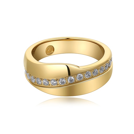 [DJ01R0008-1] Gold Stainless Steel Ring with Crystal Accent for Elegant Shine
