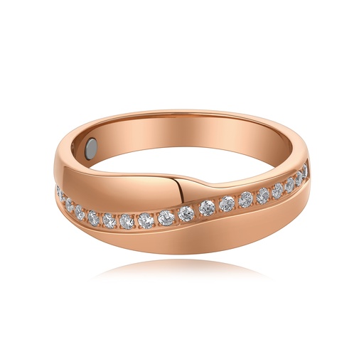 [DJ01R0008-3] Rose Gold Stainless Steel Ring with Crystal Accents for Chic Style