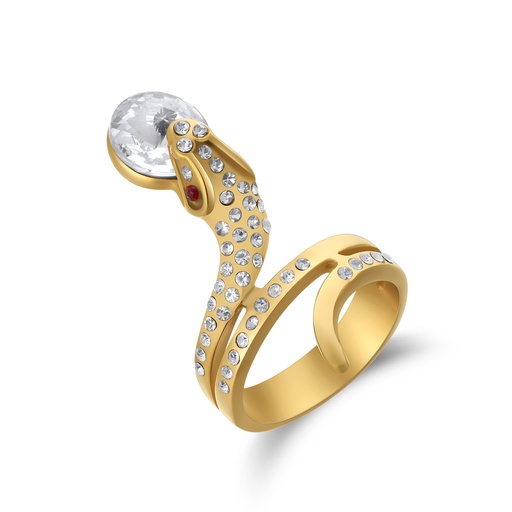 [DJ01R0038] Gold Snake Crystal Adjustable Ring