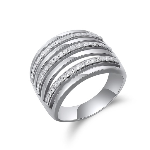 [DJ01R0042] Striped Crystal Band Ring
