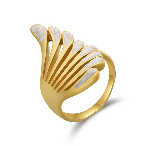 [DJ01R0049] Fan-Inspired Modern Statement Ring in Gold Stainless Steel