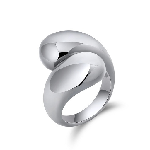 [DJ01R0054] Sleek Twisted Stainless Steel Statement Ring in Silver Tone