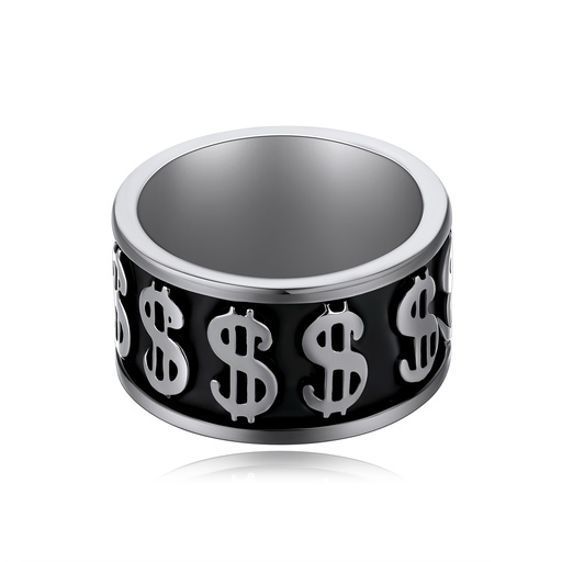[DJ01R0070] Bold Stainless Steel Dollar Sign Statement Ring