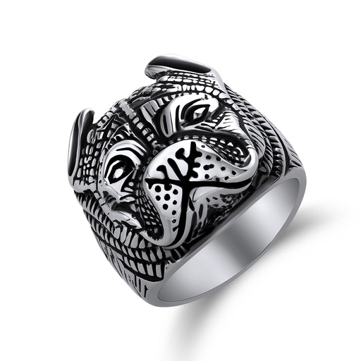 [DJ01R0073] Intricately Detailed Stainless Steel Bulldog Ring