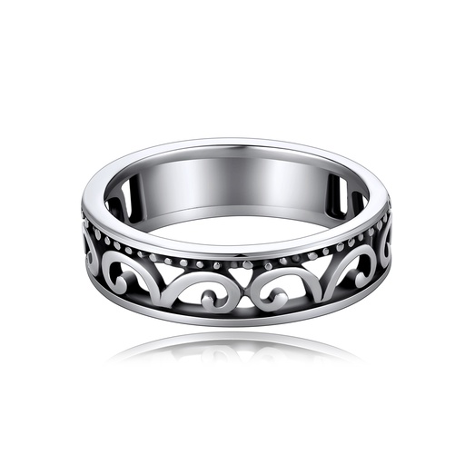 [DJ01R0096] Stainless Steel Scrollwork Band with Intricate Detailing