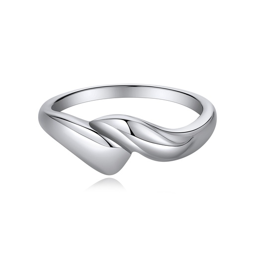 [DJ01R0097] Sleek Stainless Steel Twist Ring with Fluid Design