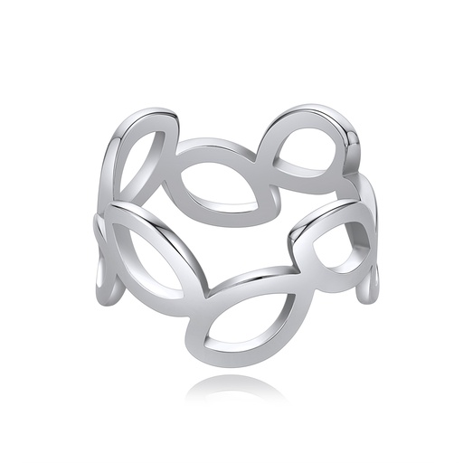 [DJ01R0102] Leaf Pattern Open Stainless Steel Ring