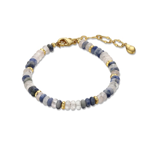 [BJ01B0064] Bold Crystal Beaded Bracelet with Blue Hues and Gold Details