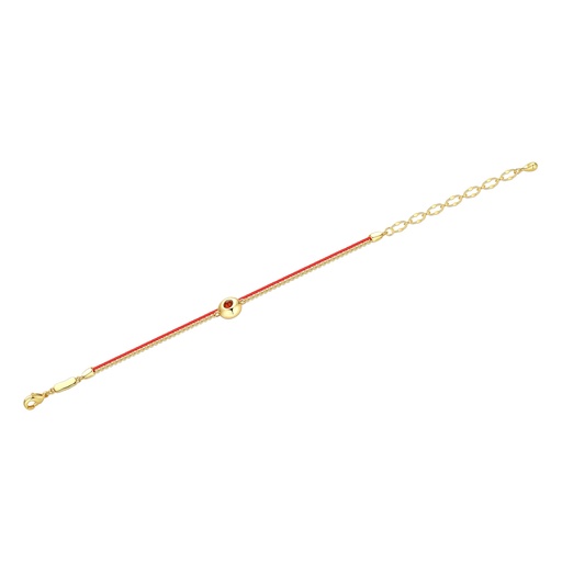 [BJ01B0088] Minimal Gold Bead Red Rope Bracelet with Adjustable Chain