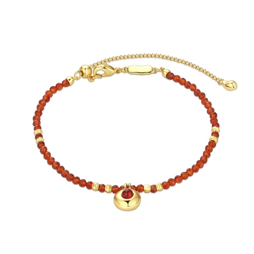 [BJ01B0090] Tiny Red Crystal Lucky Bracelet with Fortune Coin Charm