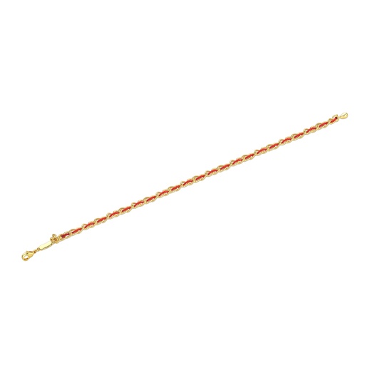 [BJ01B0093] Twisted Red and Gold Rope Chain Bracelet for Festive Style