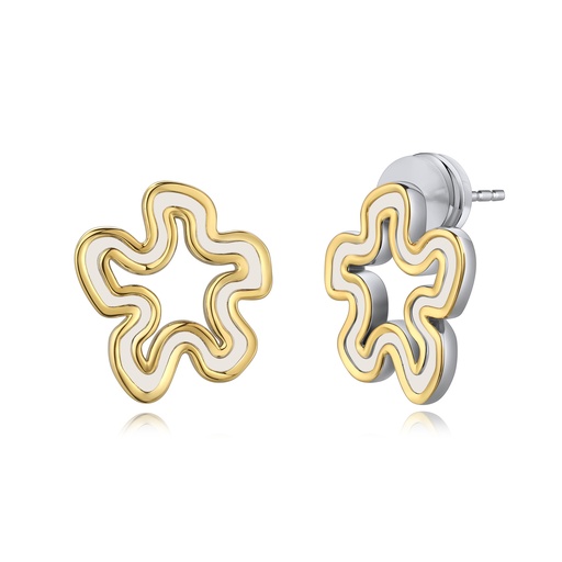 [BJ01E0193] Gold and Silver Abstract Flower Stud Earrings