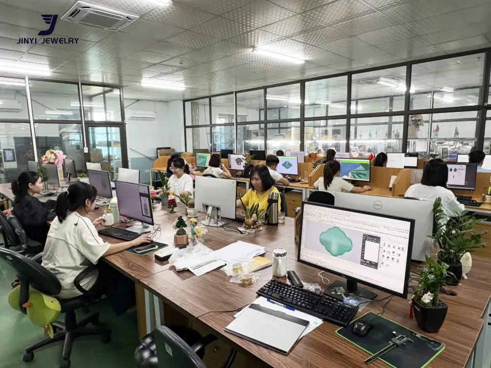 In-house CAD jewelry design department at JINYI JEWELRY, where skilled designers create custom prototypes.