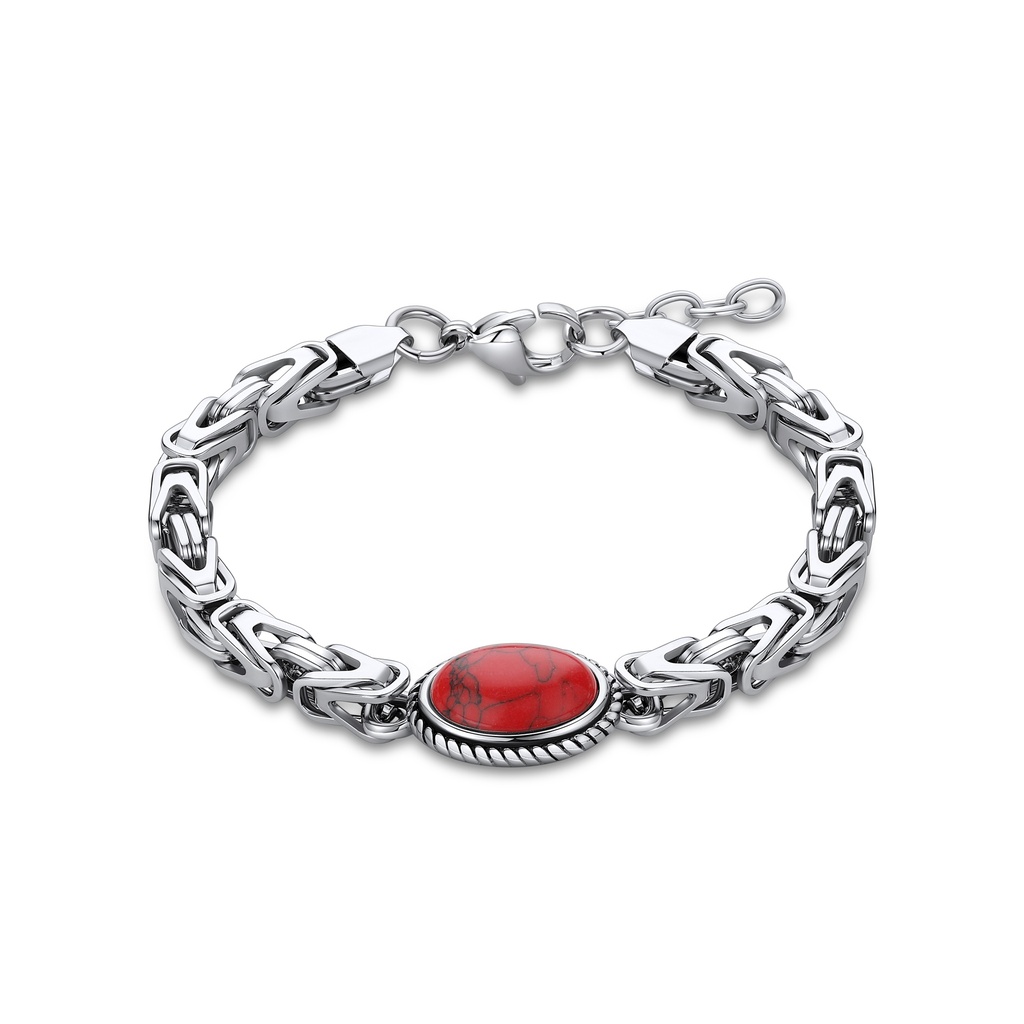 Elegant Stainless Steel Bracelet with Black Onyx & Rolo Chain