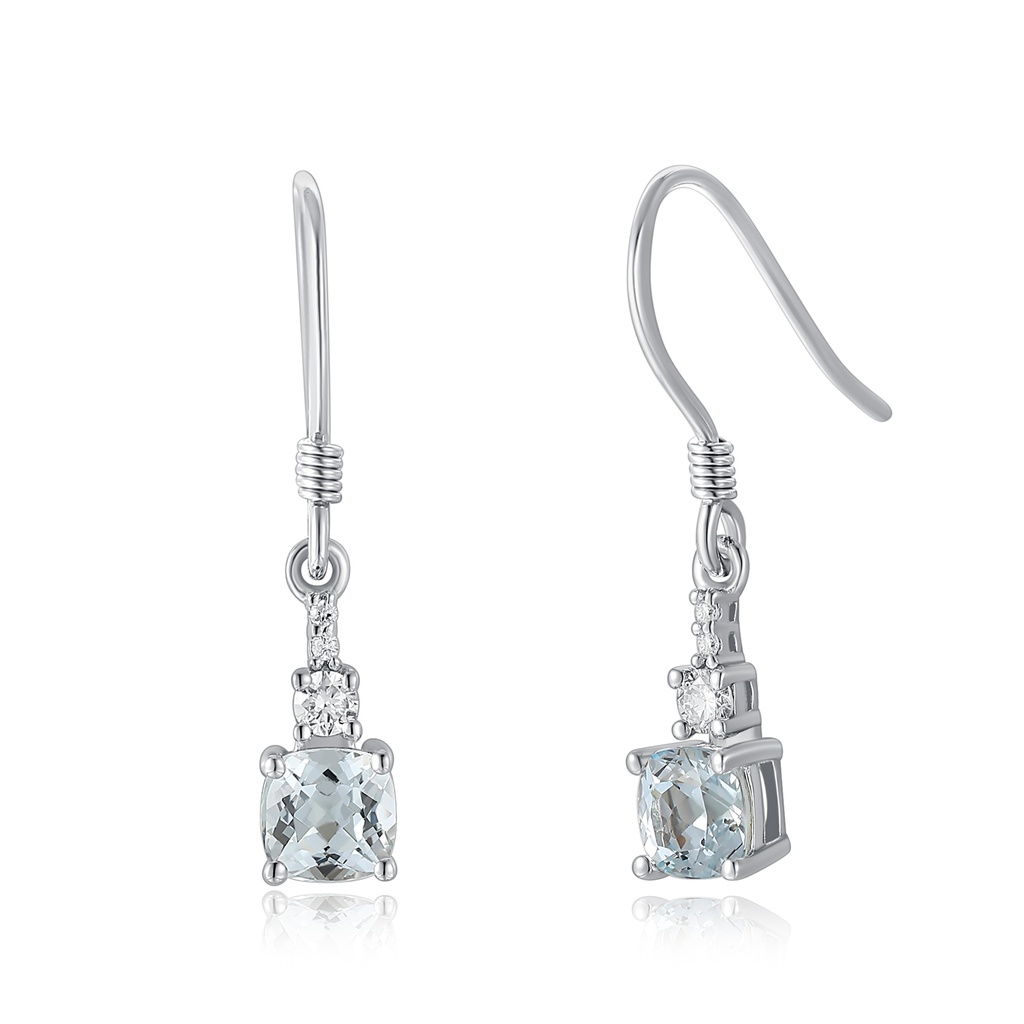 Elegant Stainless Steel Drop Earrings with Blue Crystal and Zircon