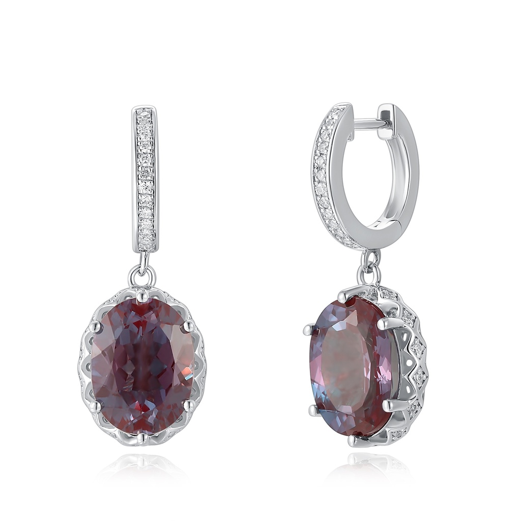 Elegant Stainless Steel Earrings with Oval Red Crystal Drops