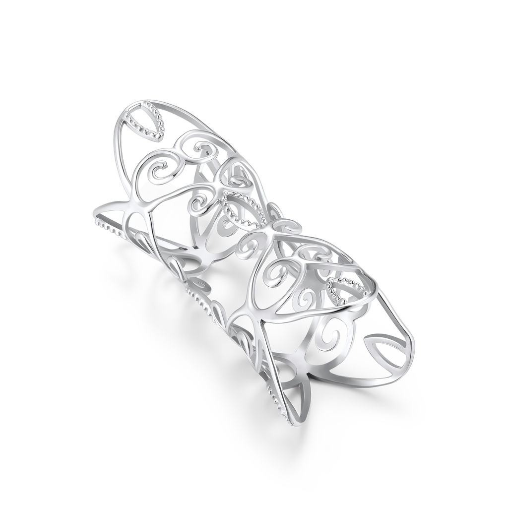 Elegant Stainless Steel Filigree Ring with Intricate Swirl Design