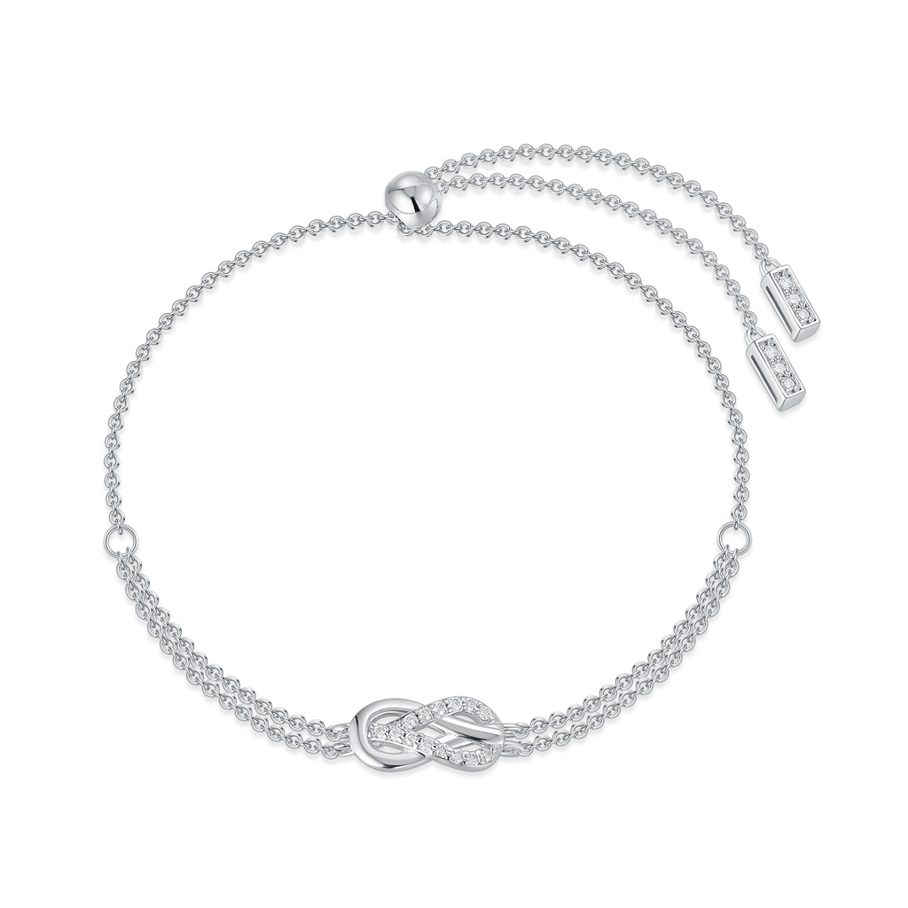 Elegant Stainless Steel Infinity Knot Bracelet with Adjustable Chain and CZ