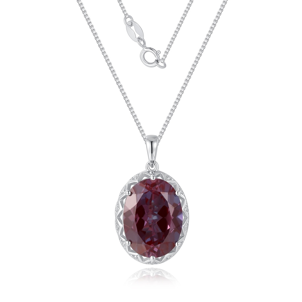 Elegant Stainless Steel Necklace with Oval Red Crystal Pendant