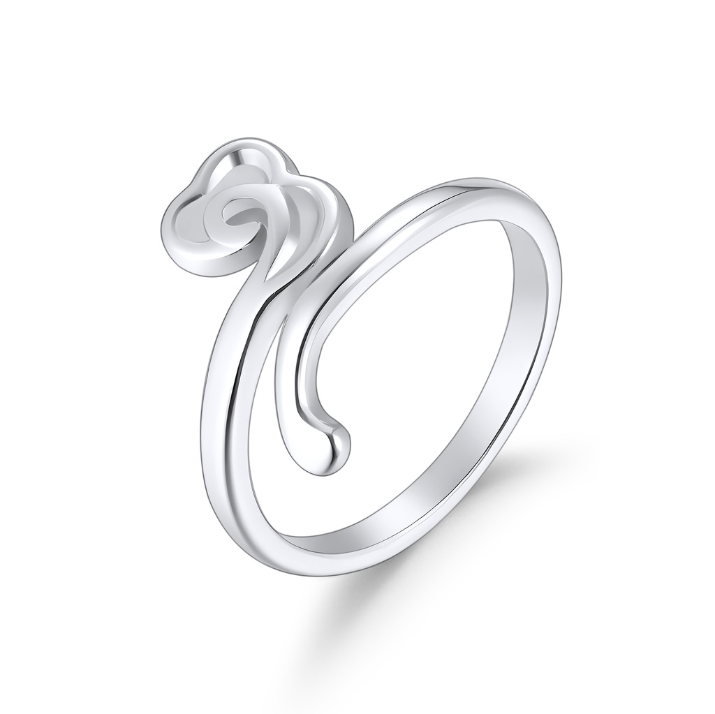 Elegant Stainless Steel Open Ring with Abstract Cloud-Inspired Design