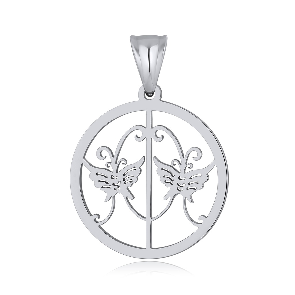 Elegant Stainless Steel Pendant with Double Butterfly Design