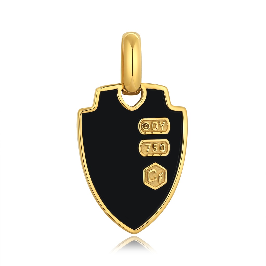 [DJ01P0085] Black Shield Pendant in Gold Stainless Steel Armor Design