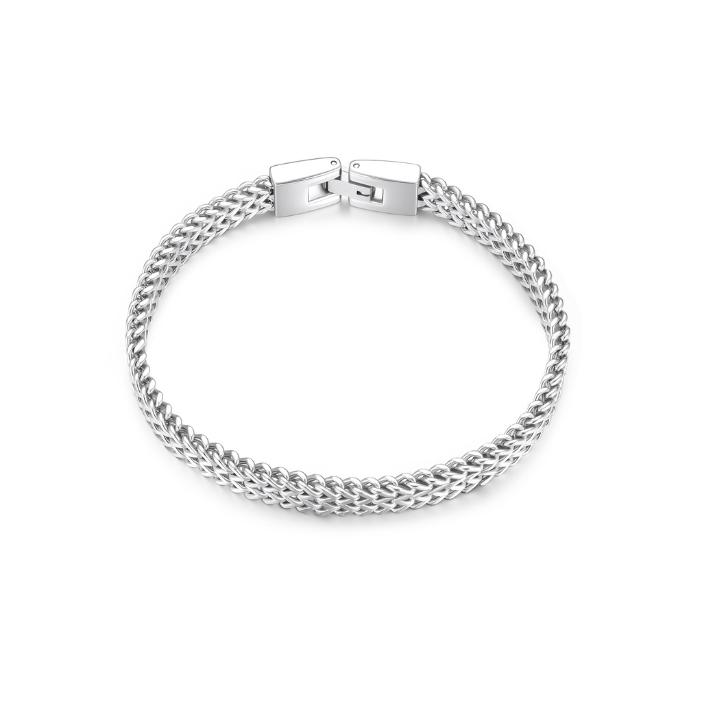 Elegant Stainless Steel Woven Chain Bracelet with Modern Clasp