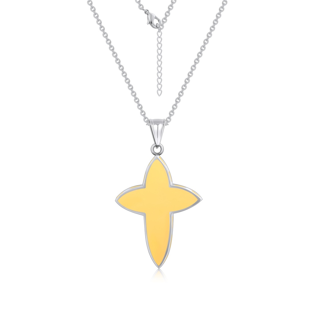 Elegant Two-Tone Stainless Steel Cross Pendant Necklace for Women