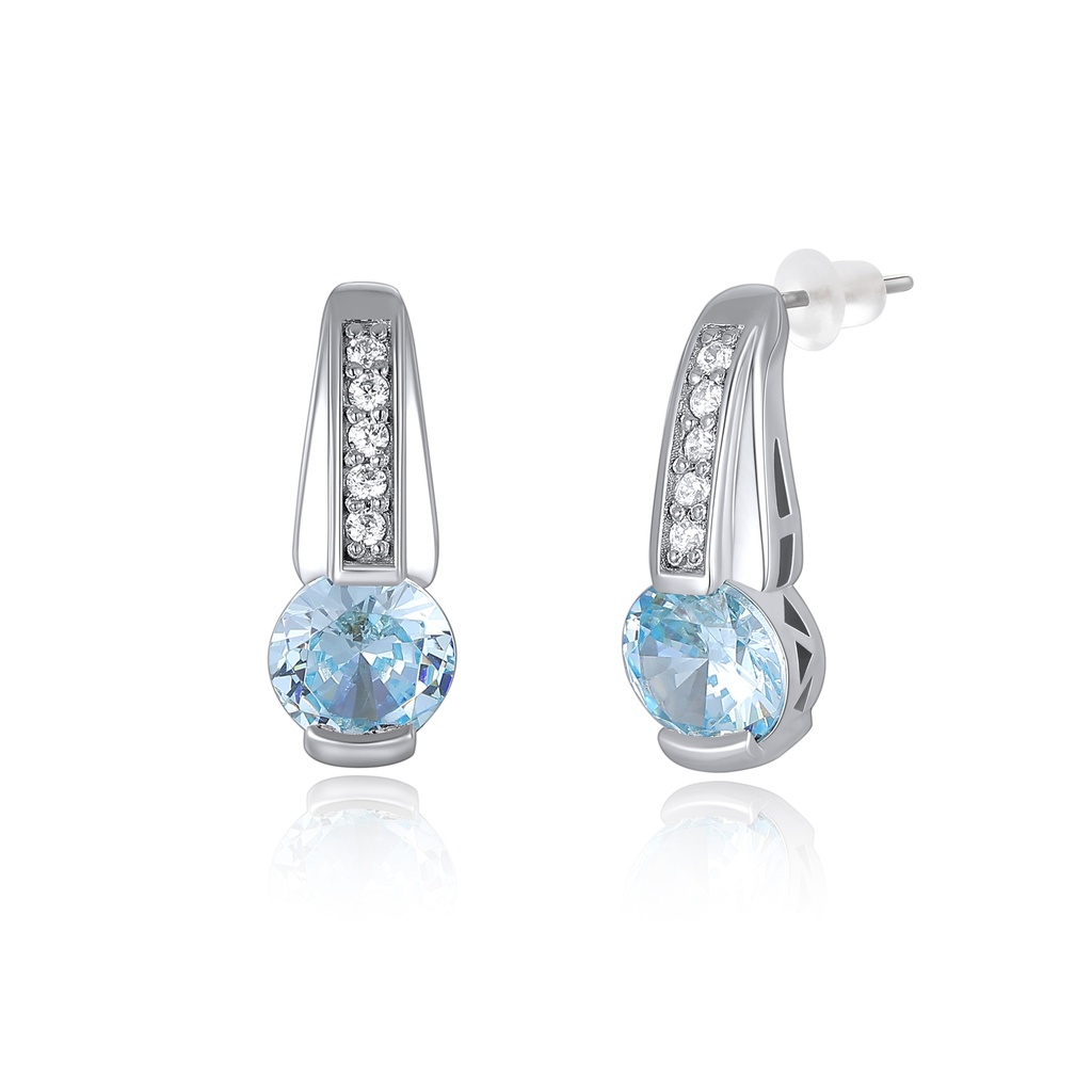 Elegant drop earrings featuring sky blue crystal and sparkling accents.