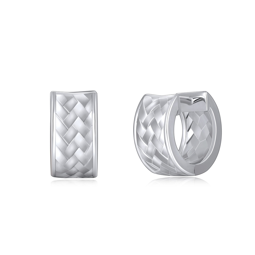 Elegant silver braided hoop earrings with sleek contemporary brass design