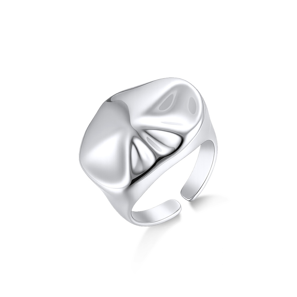 Abstract Stainless Steel Ring with Modern Artistic Fluid Design