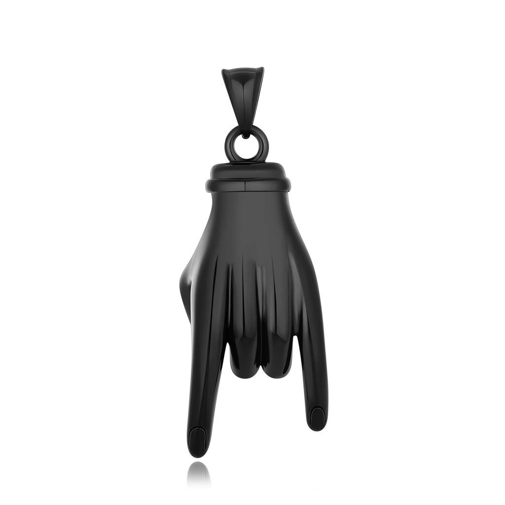 Black Stainless Steel Rock Hand Pendant for Bold Statement Wear